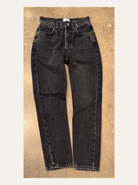 Anine Bing Sonya Jeans Black High Rise Straight Size 25 100% Cotton